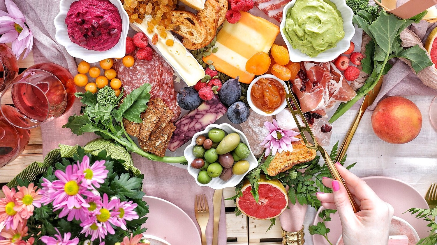 A Mothers Day Table Featuring An Epic Charcuterie Board Martha Stewart